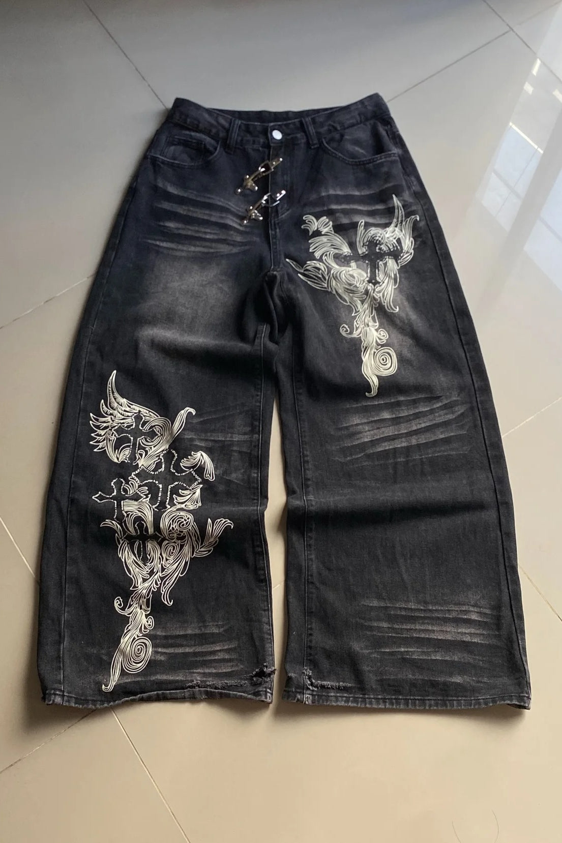 Retro Print Baggy Pants Main image