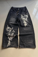 Retro Print Baggy Pants