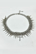 Punk Metal Bead Spliced Tassel Necklace