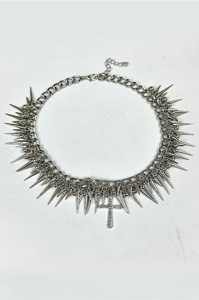 Punk Metal Bead Spliced Tassel Necklace