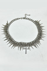Punk Metal Bead Spliced Tassel Necklace