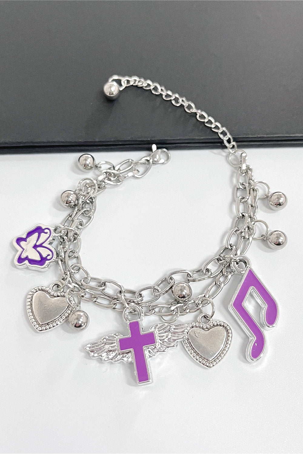 Y2K Note Butterfly Heart Cross Rock Bracelet