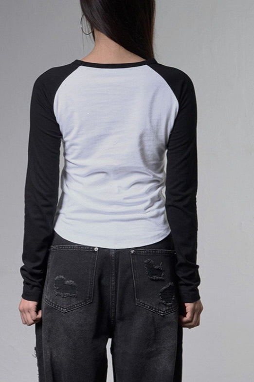 Contrast Raglan Vertical Graphic Sweatshirt