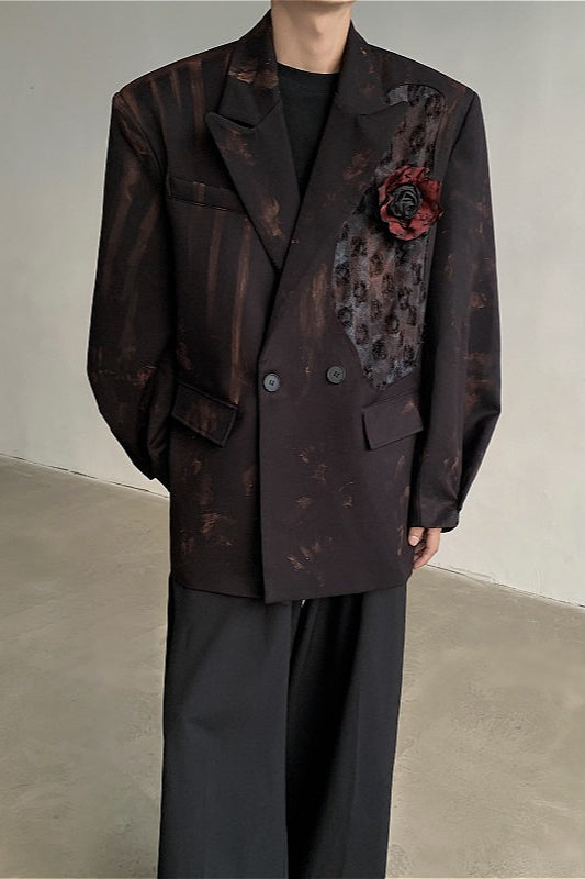 Dark Destroyed Vintage Distressed Blazer Coat