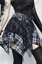 Plaid Asymmetrical Hem Mini Skirt