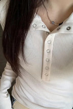 Vintage Y2k Streetwear Slim Long-sleeve Knit Top