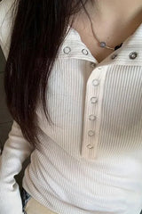 Vintage Y2k Streetwear Slim Long-sleeve Knit Top