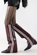 Striped Faux Leather Leg Warmer Socks