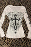 Y2K Cross Print Spicy Knit Top