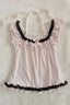 Polka Dot Bow Lace Tie Crew Neck Halter Top