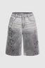 Music Note Washed Denim Bermuda Shorts
