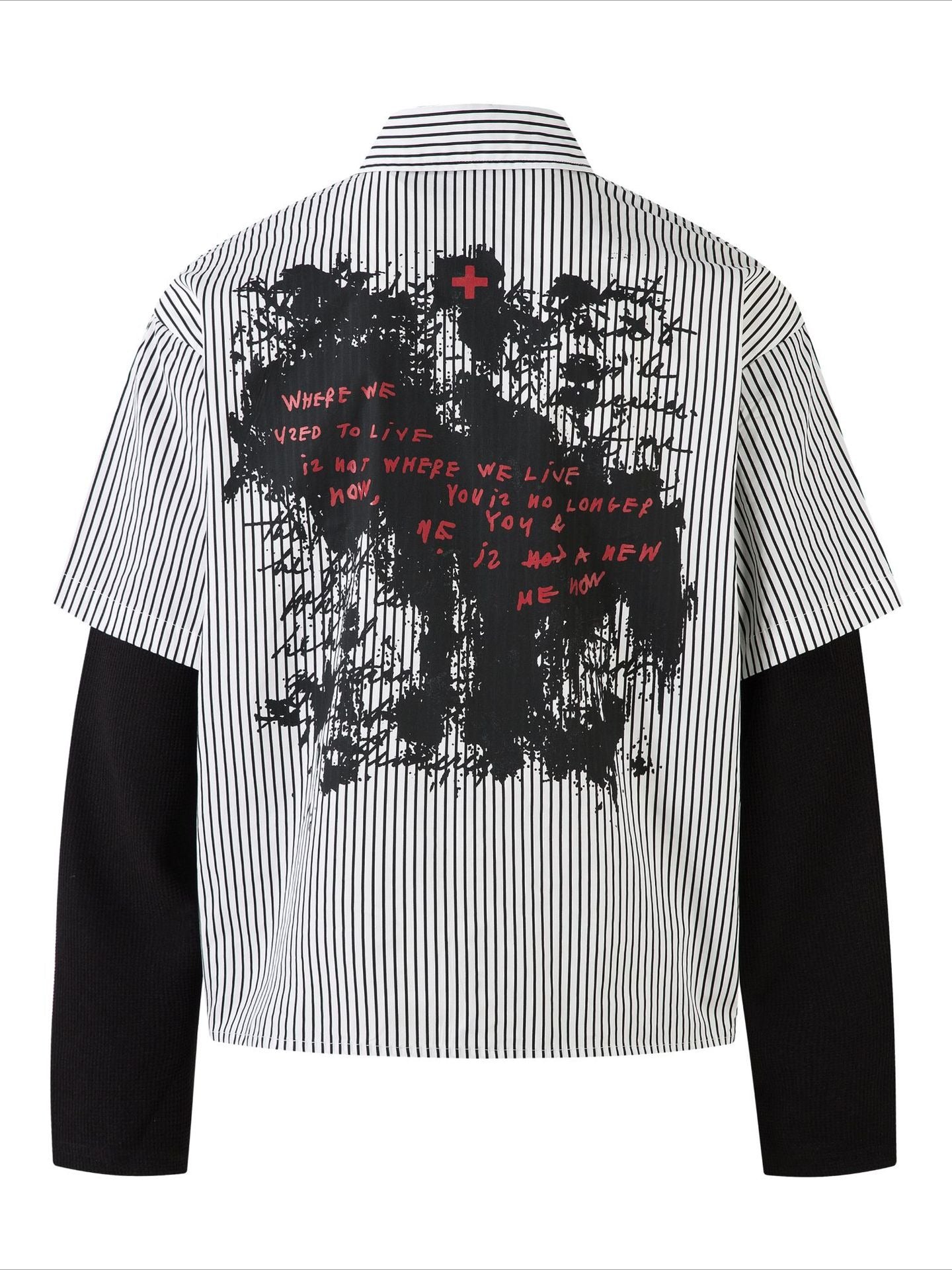Fake Two-Piece Dark Stripe Long Sleeve Blouse Secondary image