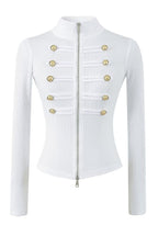 Metal Button Braided Zip Cardigans