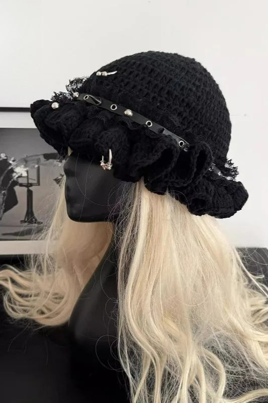 Harajuku Y2K Spicy Girl Rivet Piercing Knitted Hat Secondary image