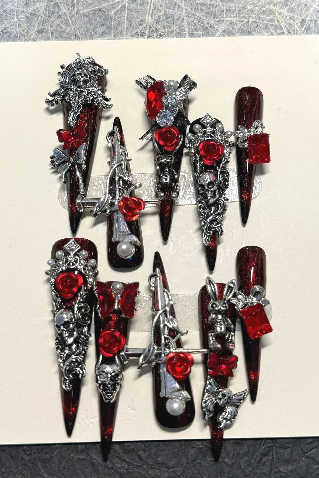 Gothic Heavy-duty Blood Rose Press On Nails