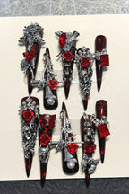 Gothic Heavy-duty Blood Rose Press On Nails