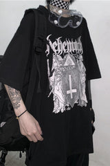 Gothic Retro Graphic Print Oversized T-Shirt