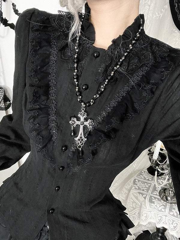Edgy Dark Slim Long Sleeve Blouse Secondary image