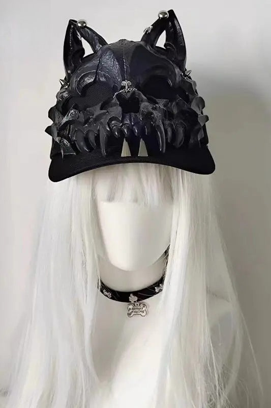 Gothic Wolf Ear Tusk Devil Horn Y2K Punk Hat Secondary image