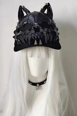 Gothic Wolf Ear Tusk Devil Horn Y2K Punk Hat
