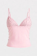 Y2K Pink Silver Contrast Rivet Camis