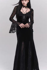 Halloween Gothic Lace Red and Black Dress