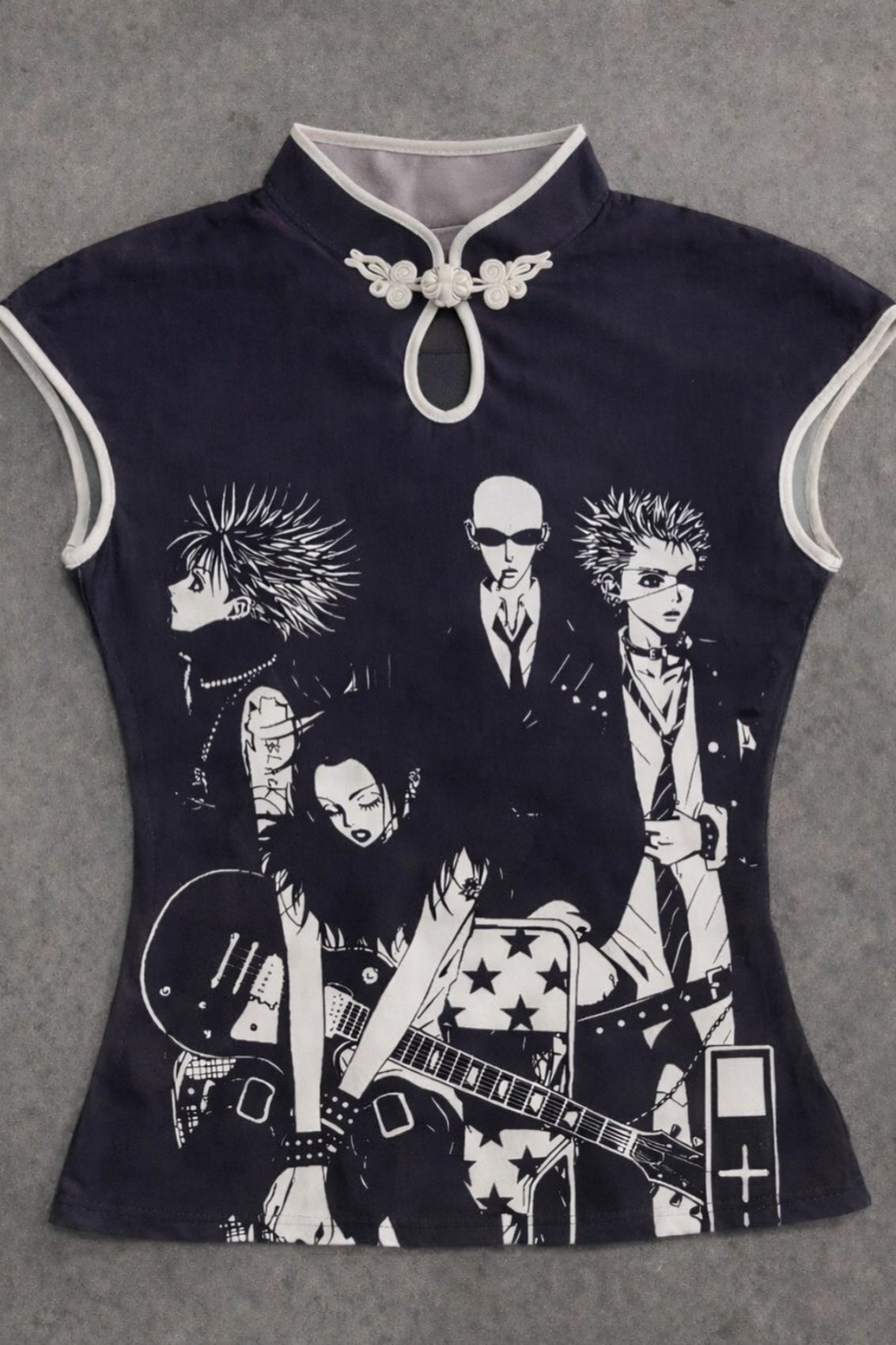 Graphic Mandarin Collar Cropped T-Shirt Main image