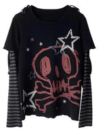 Spicy Punk Layered Loose Long Sleeve Knit Top