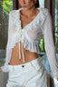 Ruffle Edge Cropped Tie Cardigans