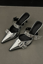 Multi-Buckle Slingback Kitten Heels
