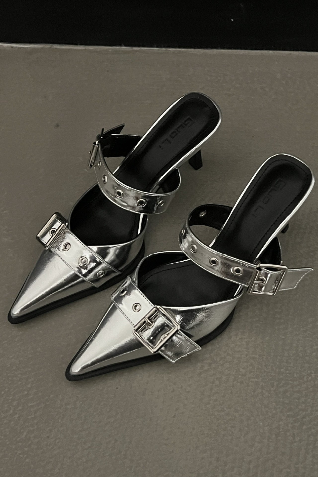 Multi-Buckle Slingback Kitten Heels