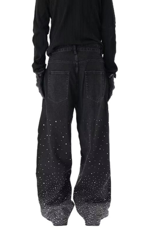 Rhinestone Wide-Leg Jeans