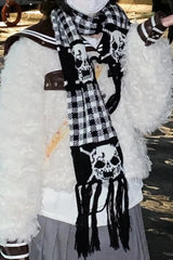 Punk Y2K Skull Thick Knit Scarf