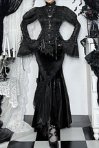 Gothic Bell Sleeve Fitted Blouse