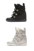 Star-Studded Velcro Wedge High-Top Sneakers