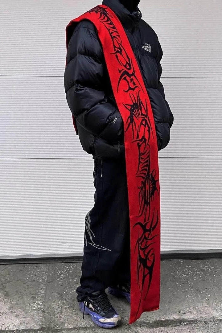Gothic Anime Jacquard Knitted Winter Warm Versatile Irregular Scarf Secondary image