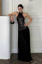 Black Sequin Statement Maxi Dress