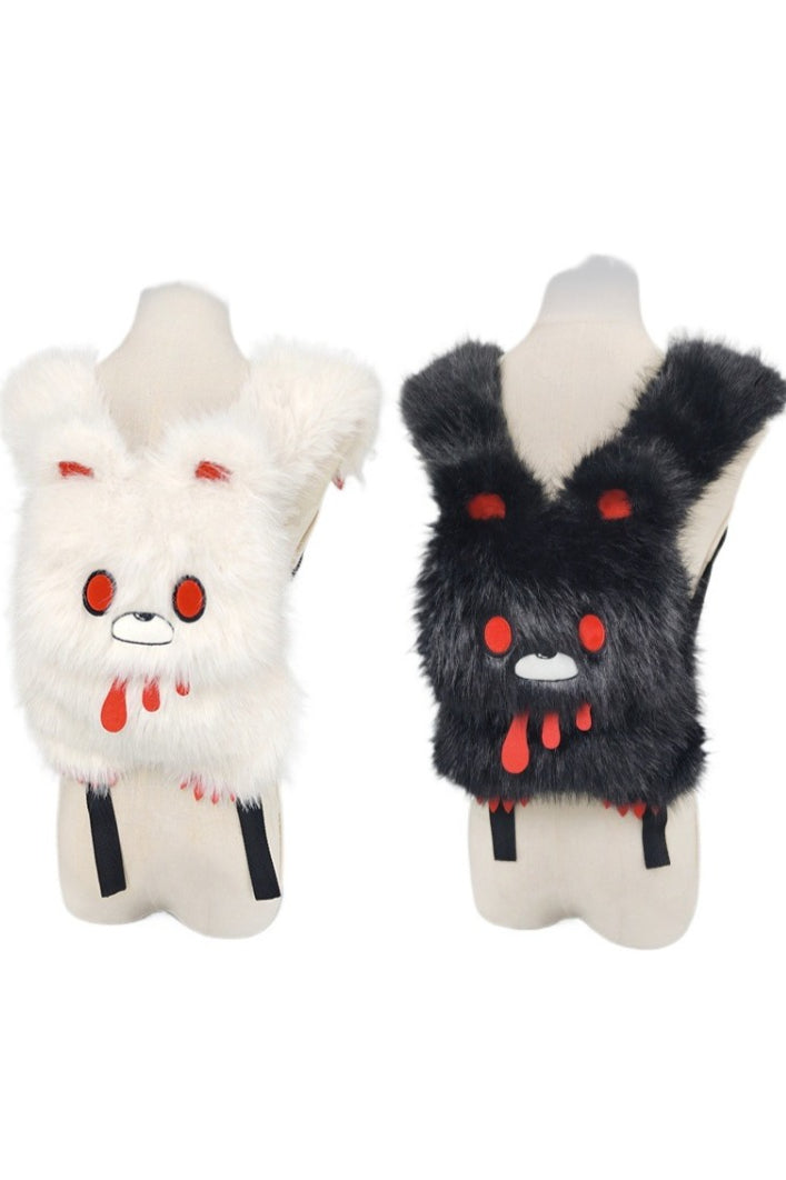 Fluffy Bear Character Backpack Bags