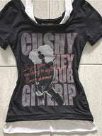 Retro Y2K Waist Cinched Two In One T-Shirt