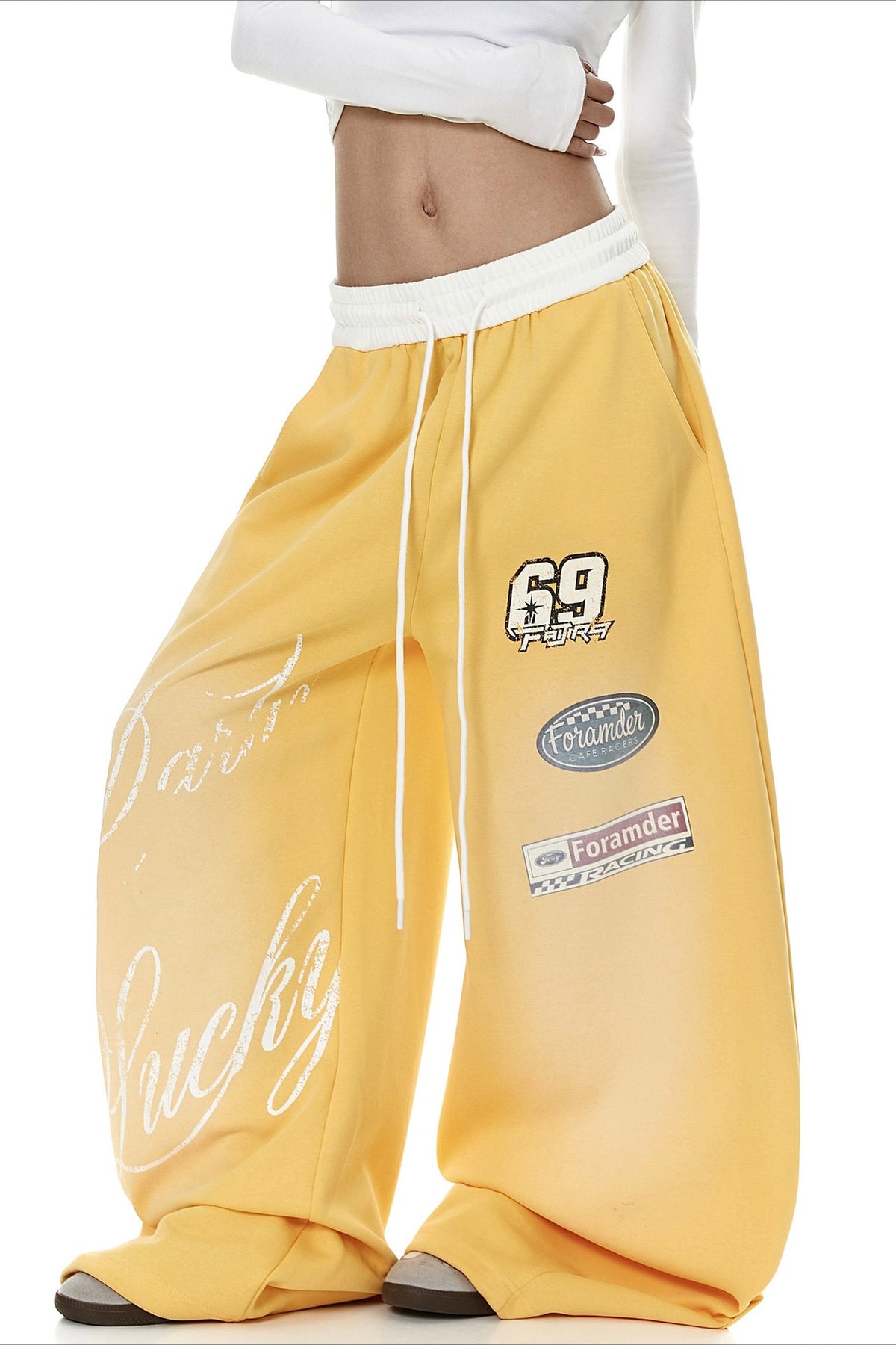Graffiti Print Wide Leg Pants