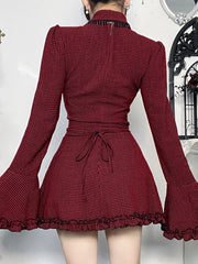 Gothic Dark Plaid Shirt Mini Dress