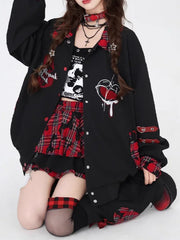 Contrast Color Print Loose Jacket