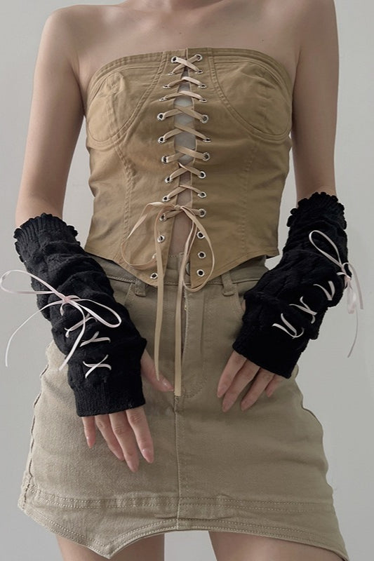 Y2K Japanese Cute JK Lolita Long Stacked Gloves Secondary image