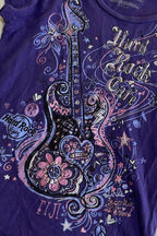 Purple Guitar Printed Ruched T-shirt