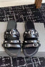 Multi-Buckle Studded Flat Slides