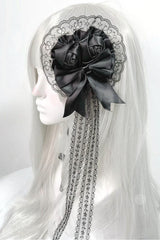 Dark Lace Rose Mini Top Hat Hair Accs