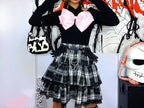 Preppy Plaid Patchwork Lace Skirt