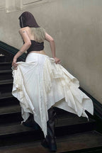 Leopard Ruffle Asymmetrical Maxi Skirt