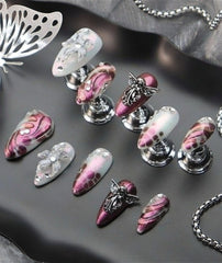 3D Embossed Angel Gothic Fake Nails