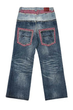 Plaid Double Waist Denim Pants